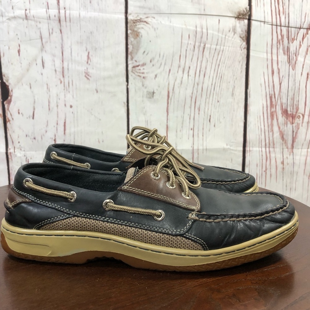 SPERRY TOP SIDER Men's Blue Leather Boat Shoes Classic Lace-Up Deck Style 11